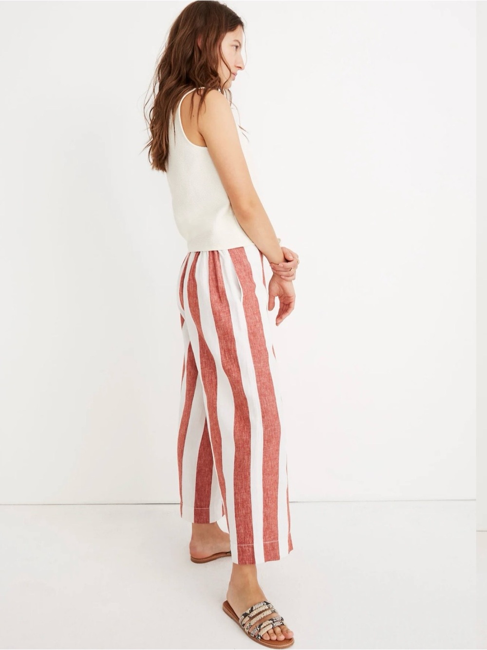 Madewell Huston Pull-On Crop Pants in Bold Stripe Size Small